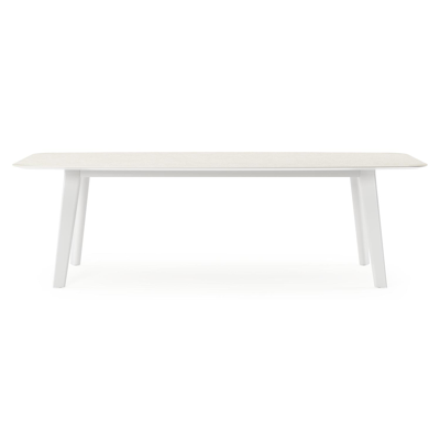 Table de jardin Lacrima en aluminium blanc et céramique pleine shilin - Lg 255 x Larg. 115 x H 74 cm