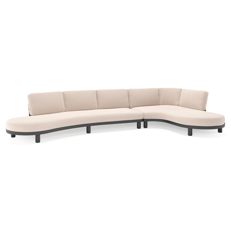 Salon de jardin d'angle Donato en aluminium noir et coussins en all weather sunbrella® luxe Wander Pilat