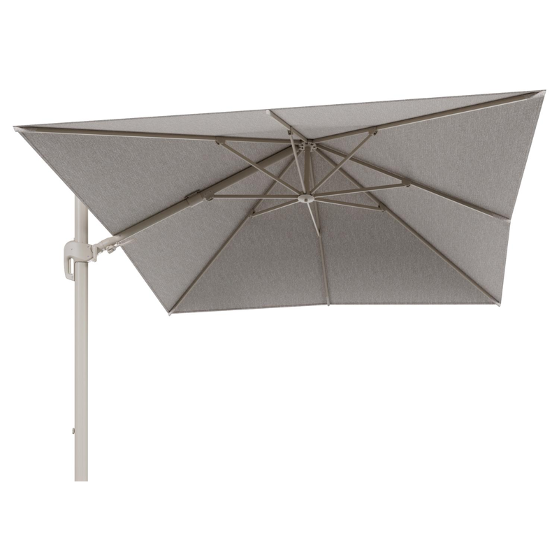 Parasol pendant Rufina avec fonction tilt en aluminium beige et toile de parasol en All Weather Sunbrella® Luxe Tundra Sand  - Lg.1 300 x Lg.2 300 cm (sans pied de parasol