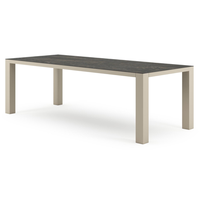 Nano tuintafel rechthoekig in beige aluminium en volkeramiek Black Obsession - L 240 x B 100 x H 75 cm