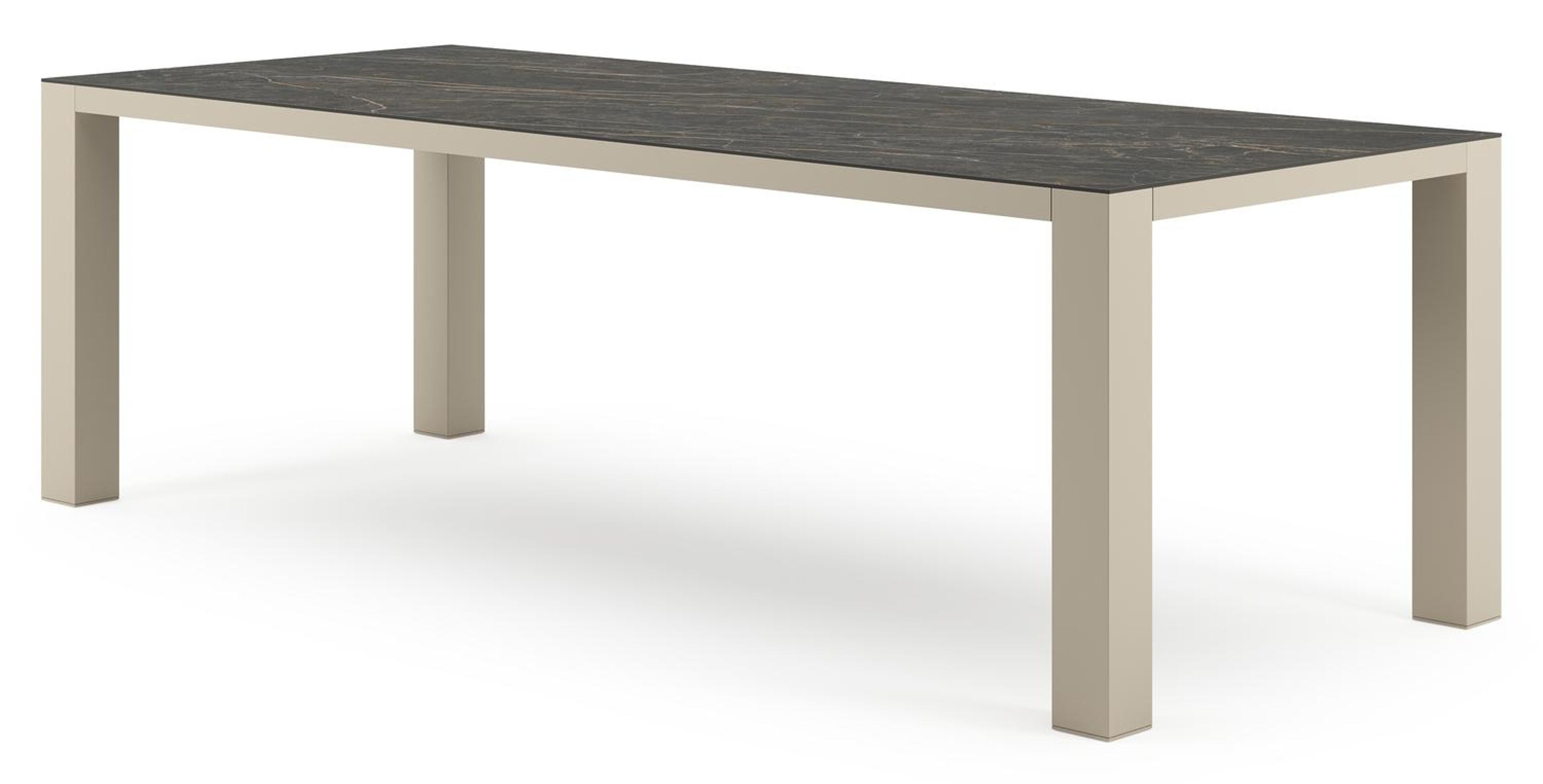 Nano tuintafel rechthoekig in beige aluminium en volkeramiek Black Obsession - L 240 x B 100 x H 75 cm