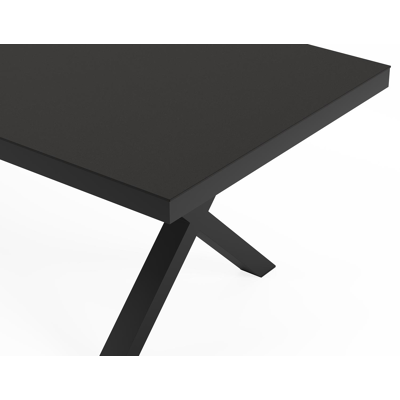 Reza tuintafel rechthoekig in zwart aluminium en sintered stone Notte minerale - L 270 x B 100 x H 73.5 cm