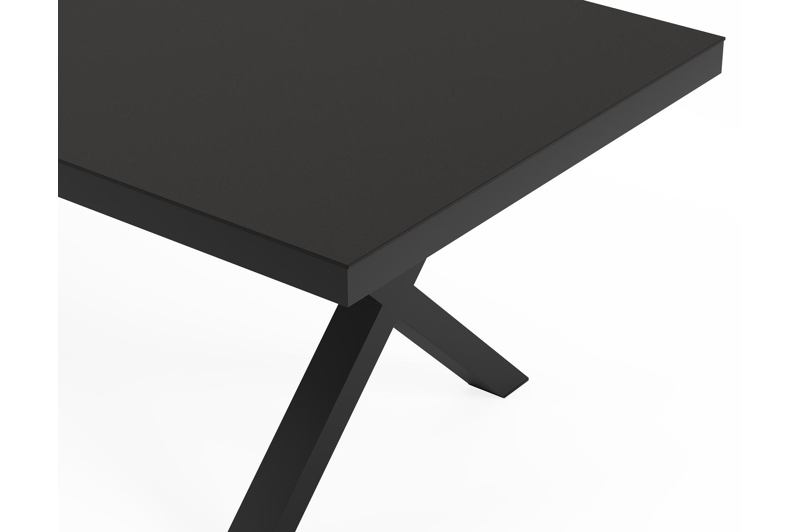 Reza tuintafel rechthoekig in zwart aluminium en sintered stone Notte minerale - L 270 x B 100 x H 73.5 cm