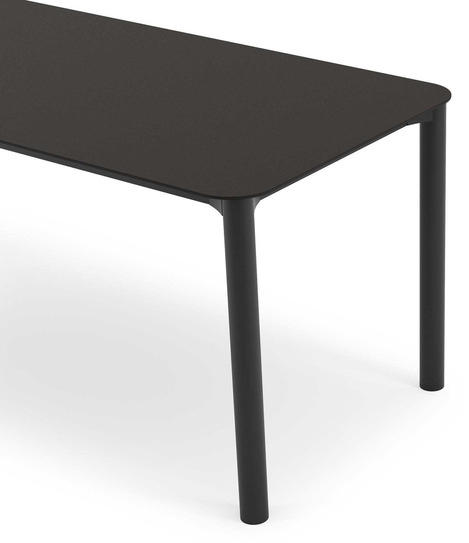 Table de jardin Orso rectangulaire arrondi en aluminium noir et céramique pleine noir - Lg. 180 x Lrg. 80 x Haut. 75 cm