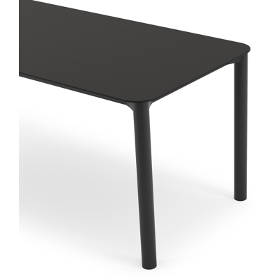Orso tuintafel rechthoekig afgerond in zwart aluminium en volkeramiek zwart - L 180 x B 80 x H 75 cm