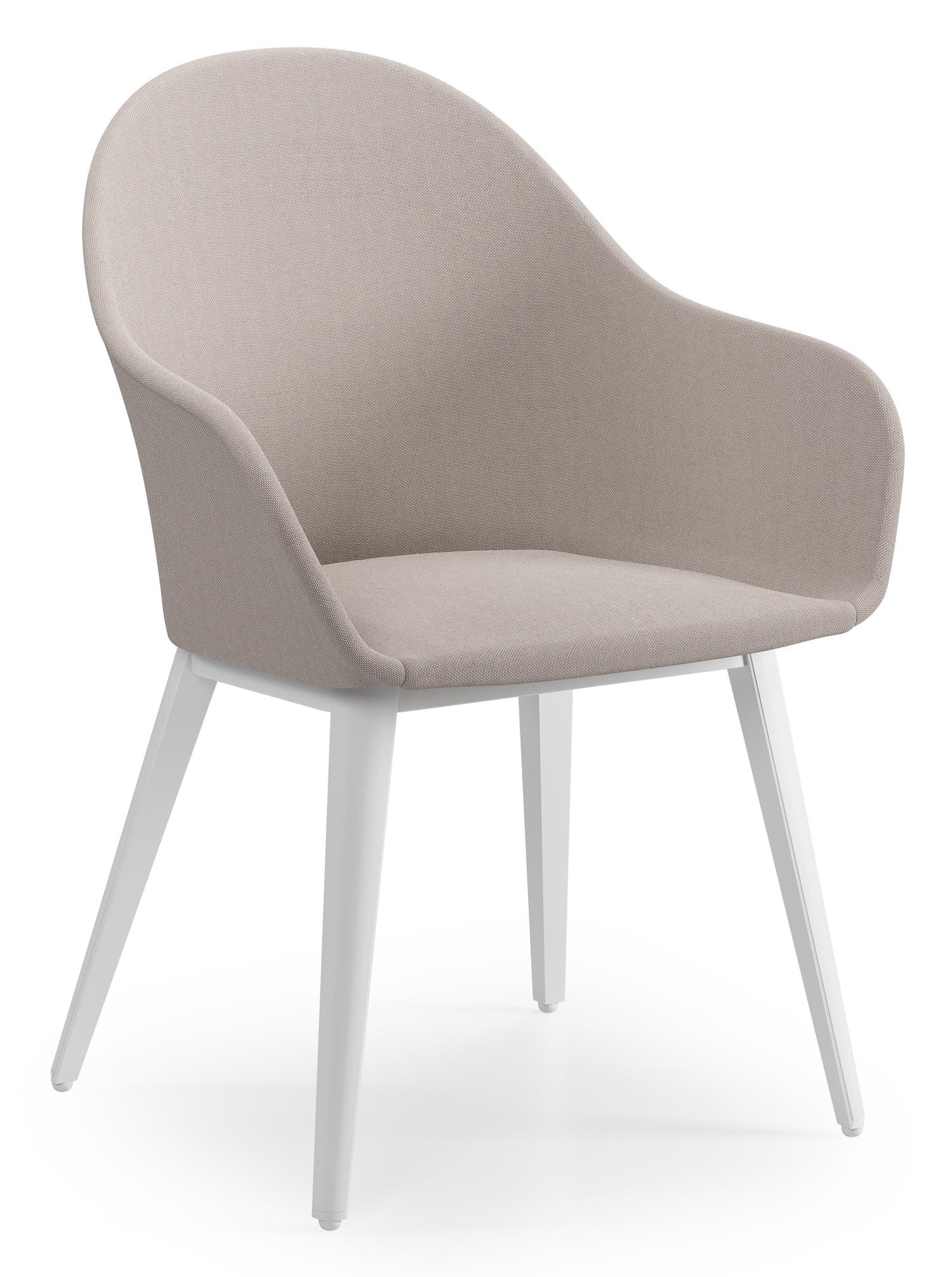 Cesano tuinstoel in wit aluminium en beige dubbele textilene