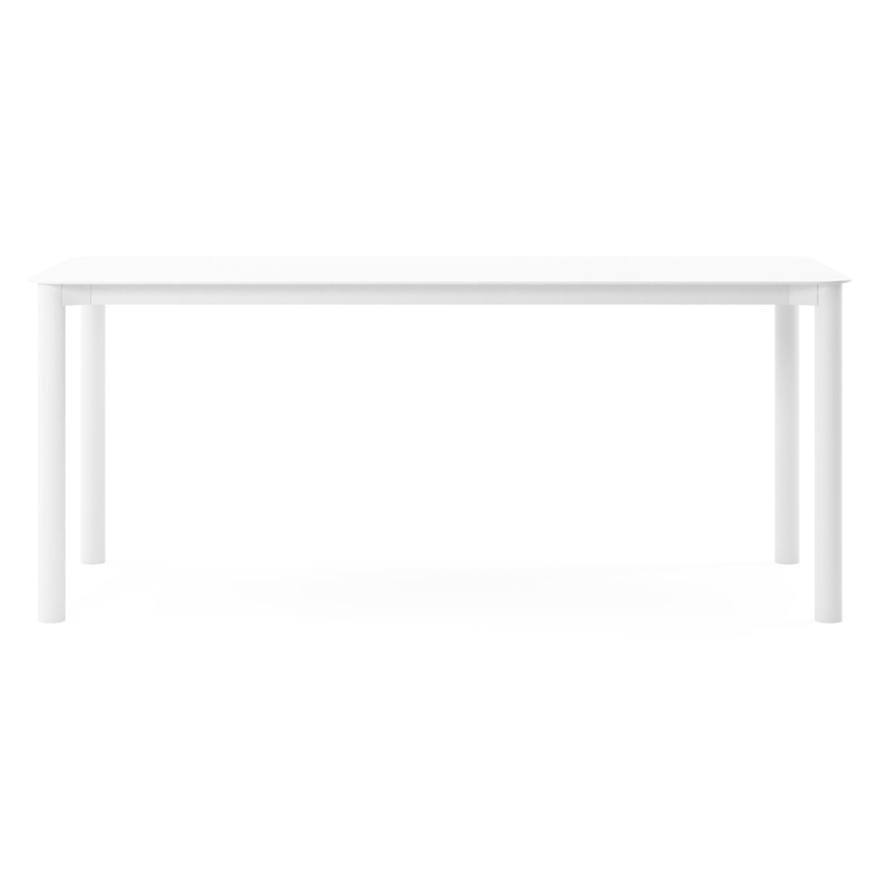 Table de jardin rectangulaire Orso arrondie en aluminium blanc - Lg. 200 x Lrg. 80 x Haut. 74,5 cm