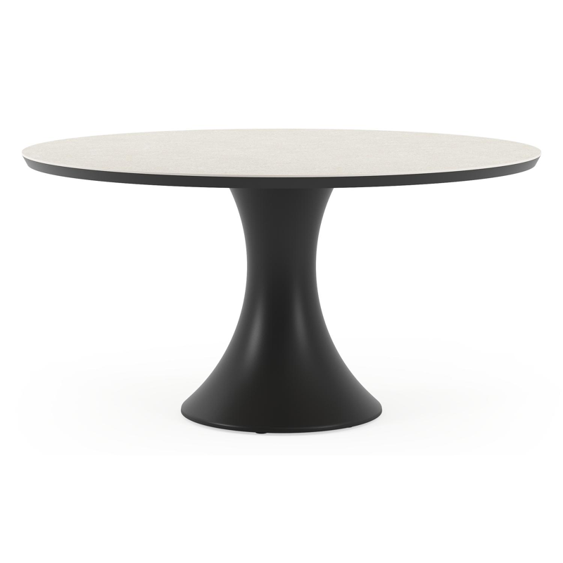 Table de jardin Fano en aluminium noir et céramique pleine shilin - Dia. 148 x H 75 cm