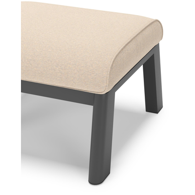 Pouf Cirello en aluminium noir et coussins en all weather sunbrella® luxe heritage papyrus