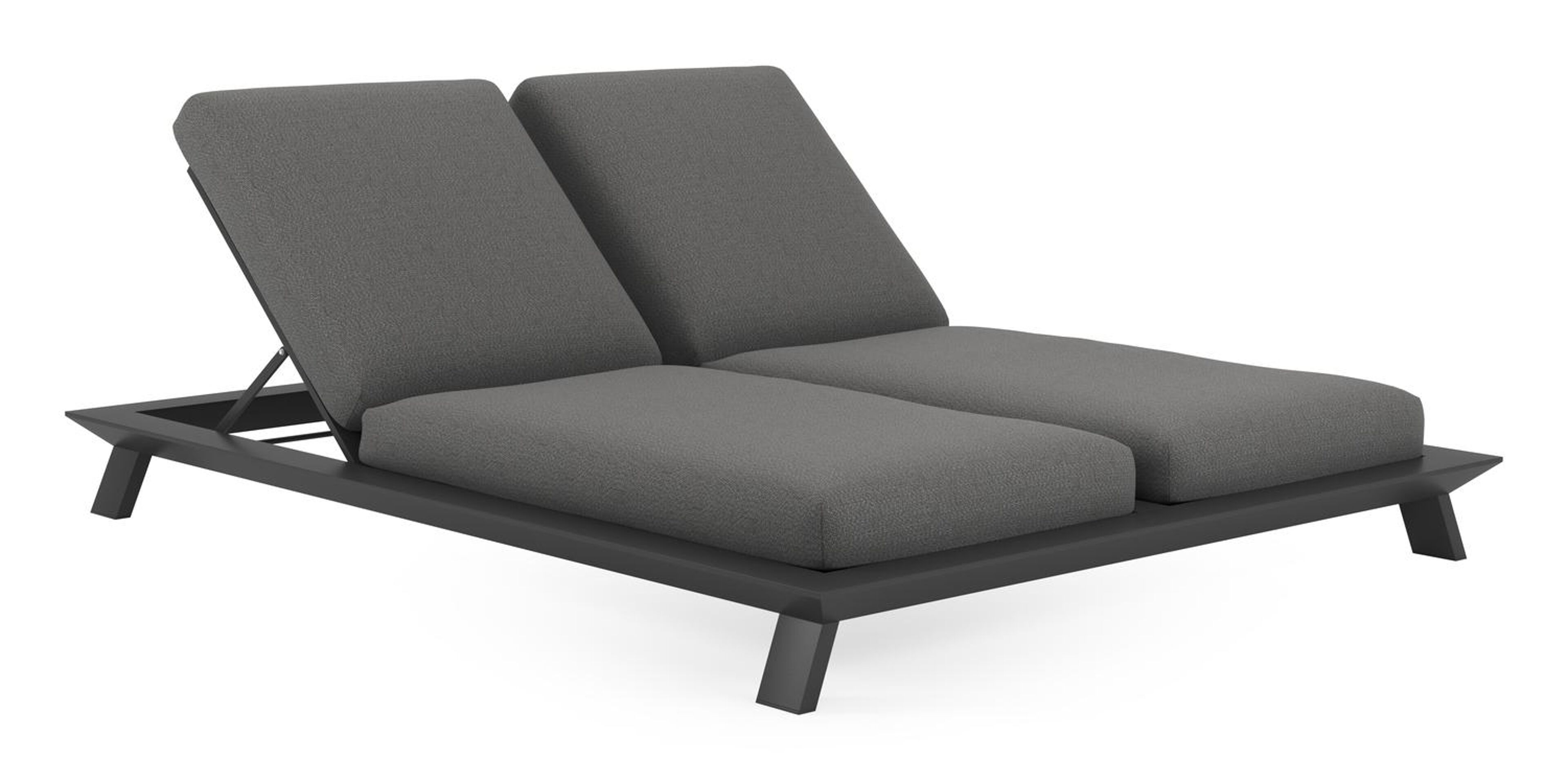 Cesano verstelbaar dubbel ligbed in zwart aluminium met savane tornado all weather sunbrella® luxe kussen
