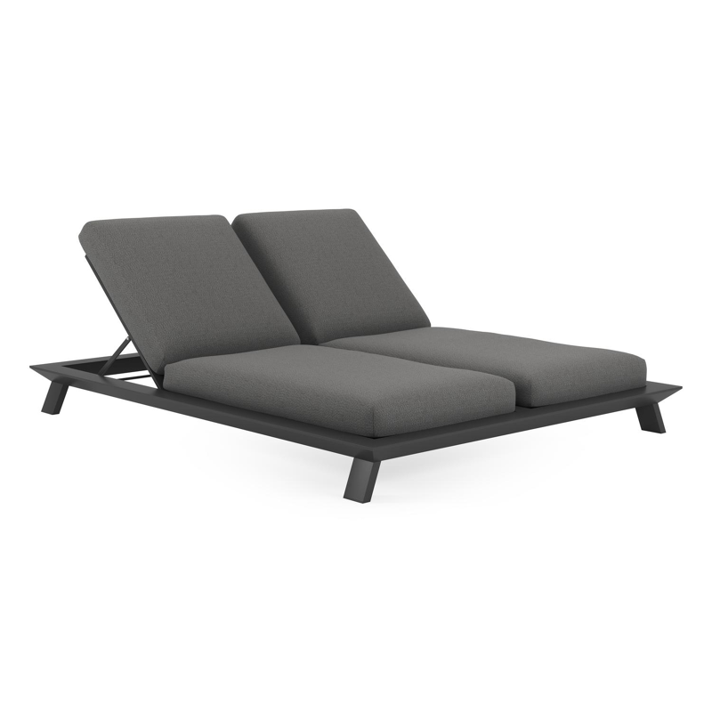 Cesano verstelbaar dubbel ligbed in zwart aluminium met savane tornado all weather sunbrella® luxe kussen