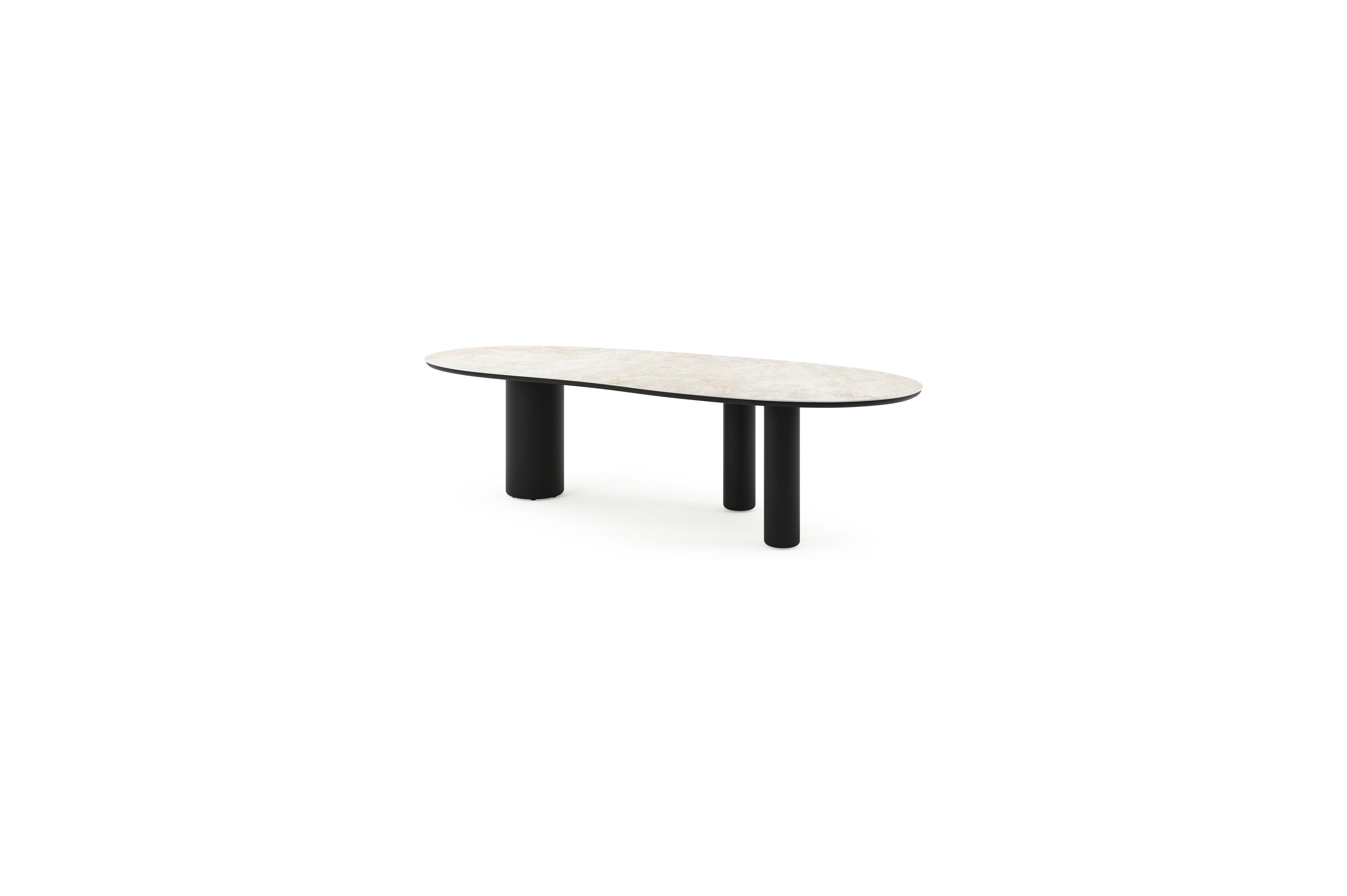 Amico tuintafel organisch in zwart aluminium en volkeramiek Rapolano - L 280 x B 120 x H 73.5 cm