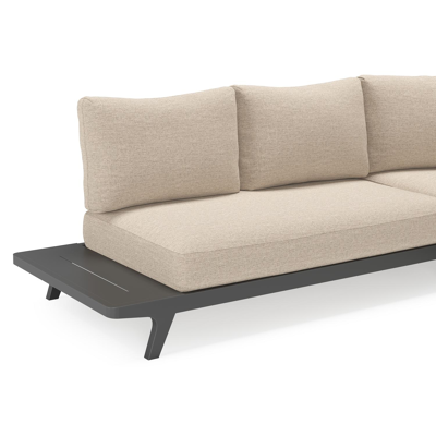 Bolzano loungehoek in zwart aluminium met rustic weather+ softtouch kussens