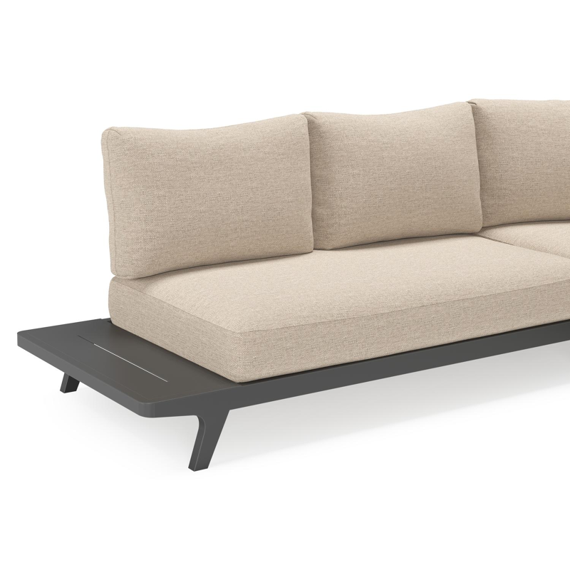 Bolzano loungehoek in zwart aluminium met rustic weather+ softtouch kussens