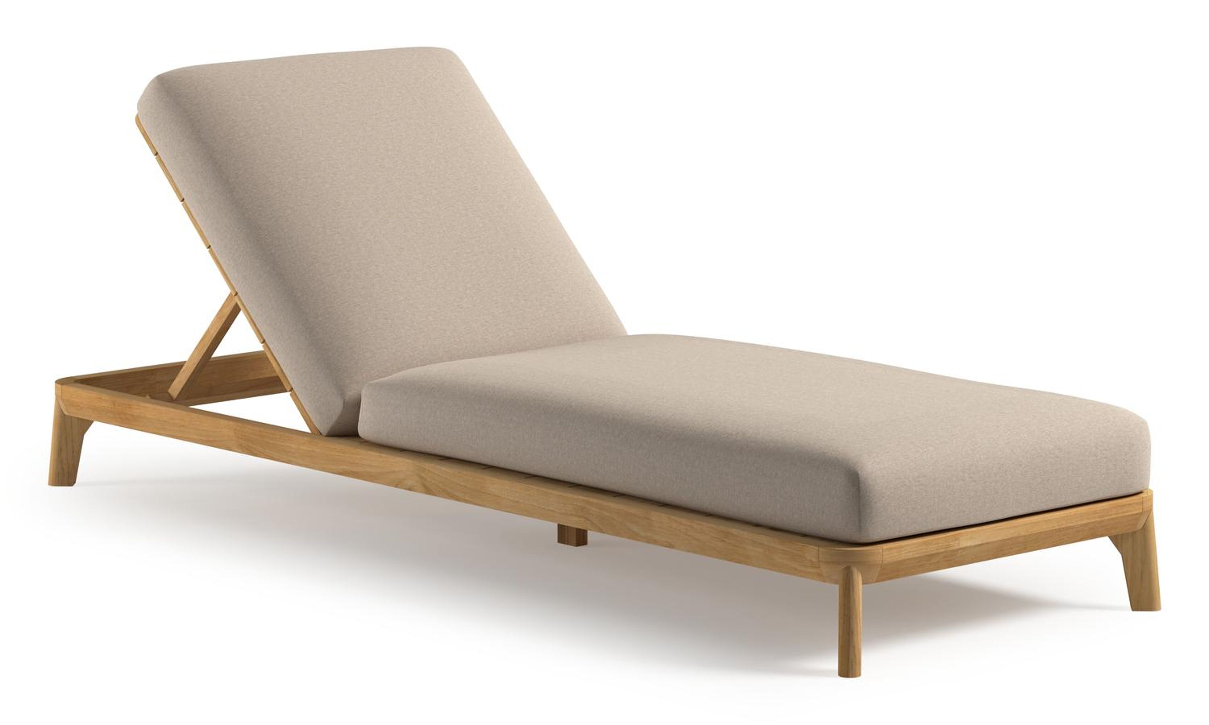 Orso verstelbaar ligbed in teak met heritage ash all weather Sunbrella® luxe kussen