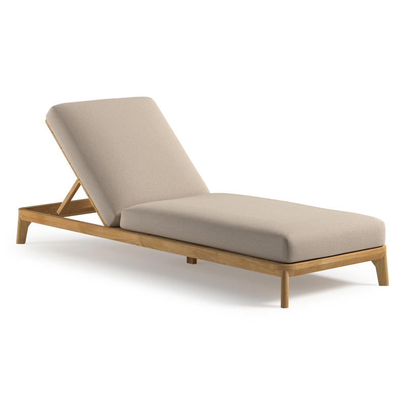 Orso verstelbaar ligbed in teak met heritage ash all weather Sunbrella® luxe kussen