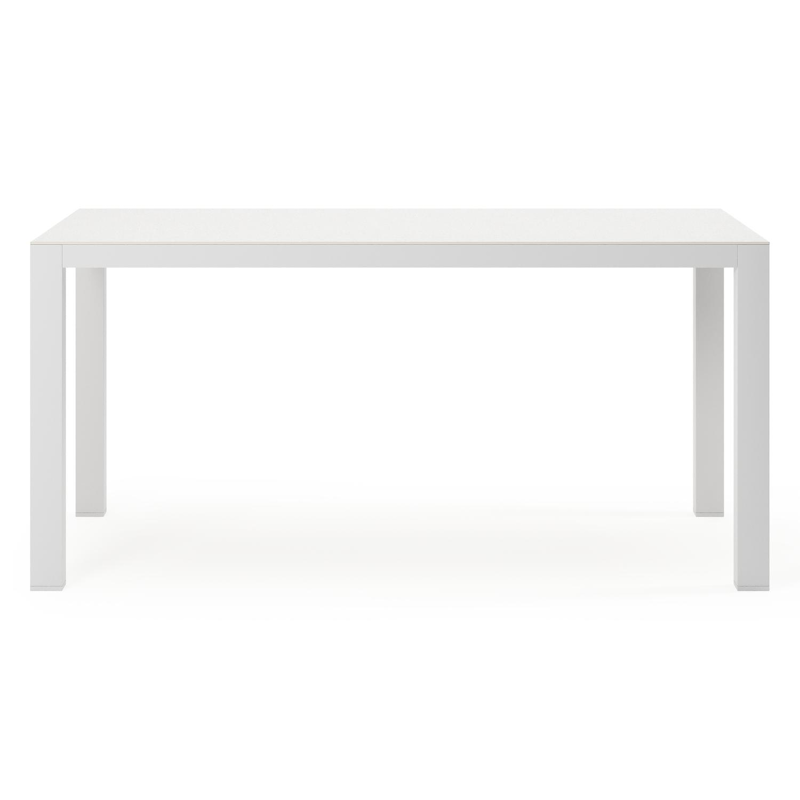 Varese tuintafel rechthoekig in wit aluminium en sintered stone Topo minerale - L 160 x B 92 x H 73.5 cm