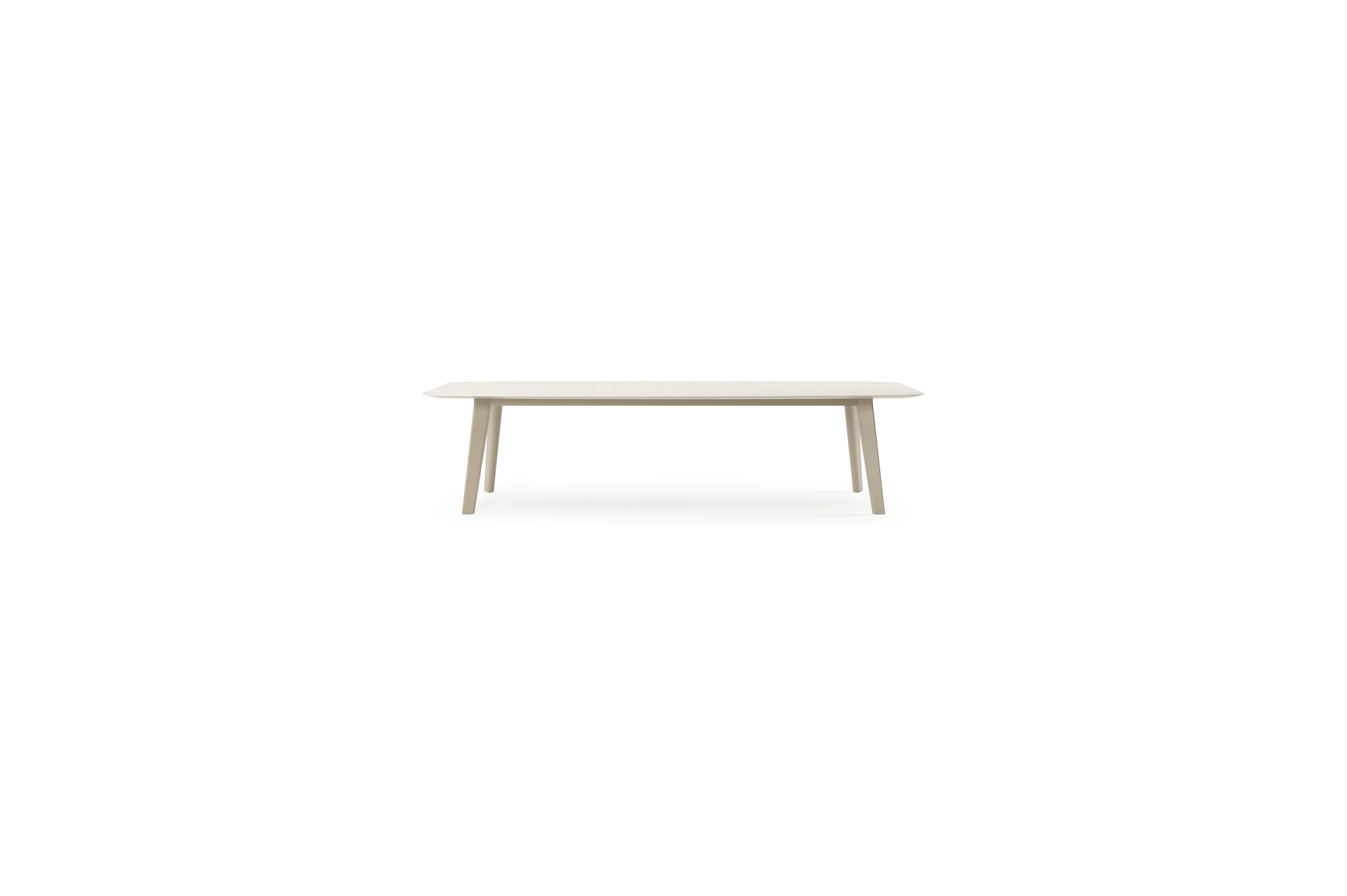 Lacirma tuintafel bootvorm in beige aluminium en volkeramiek Shilin L 315 x B 115 x H 73 cm