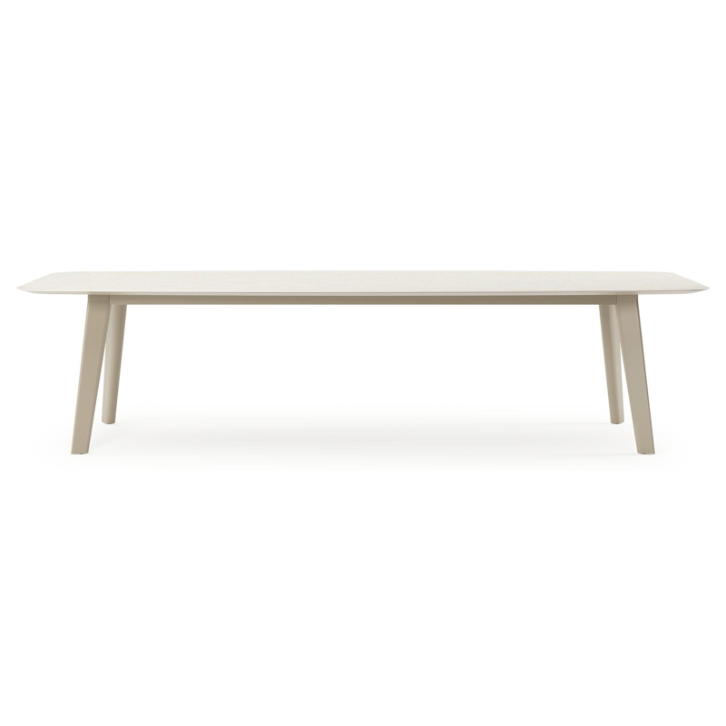 Lacirma tuintafel bootvorm in beige aluminium en volkeramiek Shilin L 315 x B 115 x H 73 cm x H 73 cm