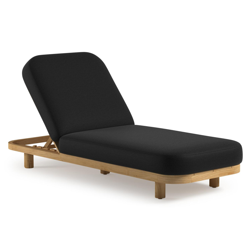 Chaise longue réglable Donato en teck avec All Weather Sunbrella® luxe lopi baribal coussin
