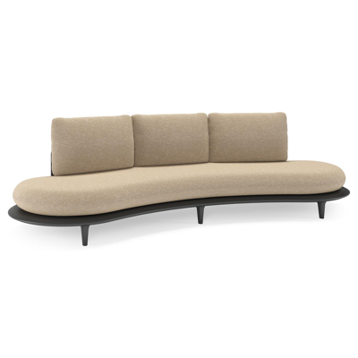 Bomero loungebank in zwart aluminium met madagascar oak all weather cosytica kussen