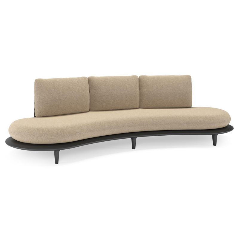 Bomero loungebank in zwart aluminium met madagascar oak all weather cosytica kussen