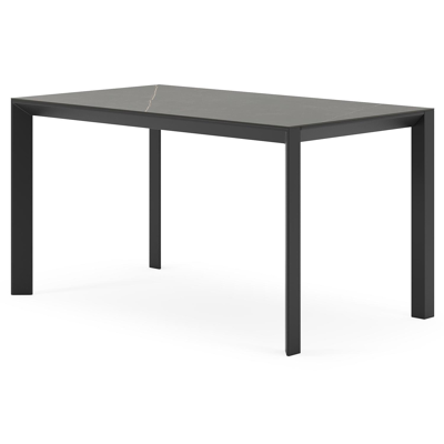 Malito tuintafel in zwart aluminium en volkeramiek calatorao - L 140 x B 80 x H 75 cm