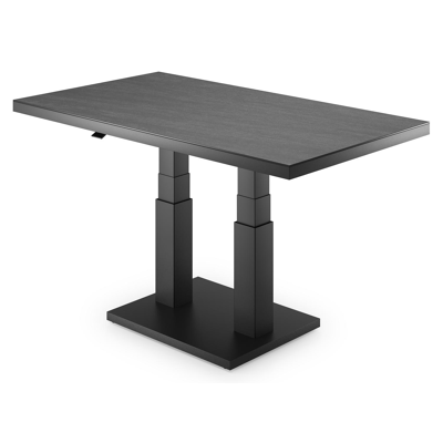 Cirello Pop up loungetafel in zwart aluminium en zwart volkeramiek - L 140 x B 80 x H 71,6 cm