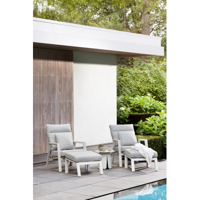 Avila loungestoel 1-zit + poef in beige aluminium met twilight granite weather+ softtouch kussen
