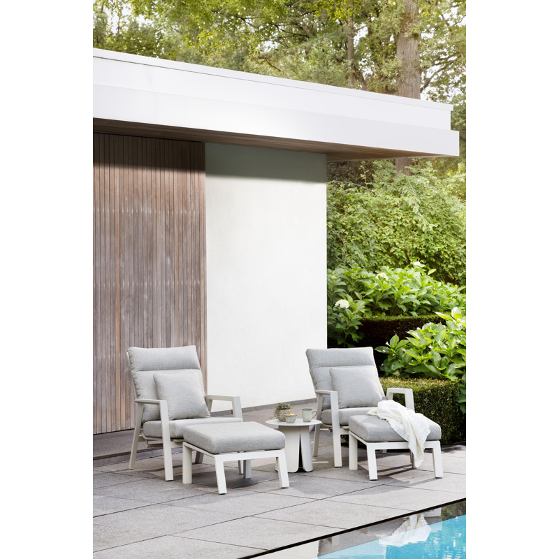 Avila loungestoel 1-zit + poef in beige aluminium met twilight granite weather+ softtouch kussen