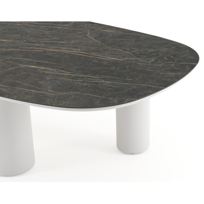 Amico tuintafel bombo xl in wit aluminium en volkeramiek Black Obsession - L 270 x B 148 x H 73.5 cm