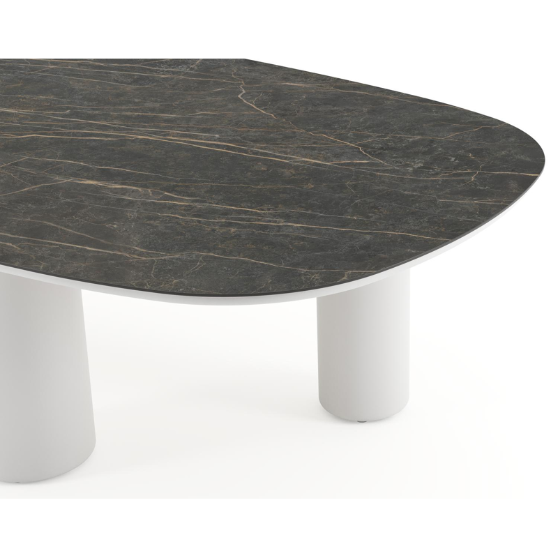 Amico tuintafel bombo xl in wit aluminium en volkeramiek Black Obsession - L 270 x B 148 x H 73.5 cm
