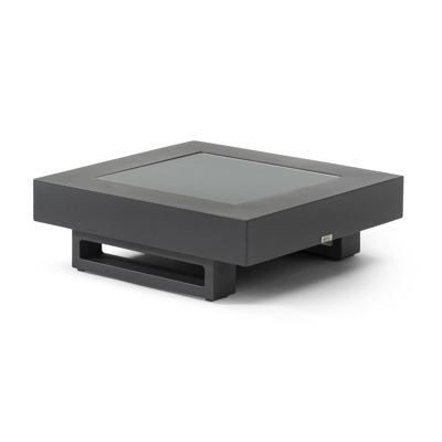 Nano bijzettafel in zwart aluminium en zwart glas - L 60 x B 60 x H 25 cm