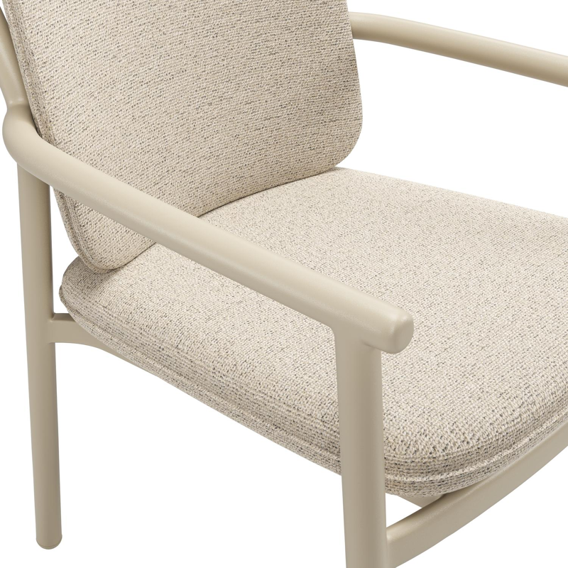 Bono stapelbare tuinstoel in beige aluminium met stoelkussen in All Weather Cosytica Marbella Beige