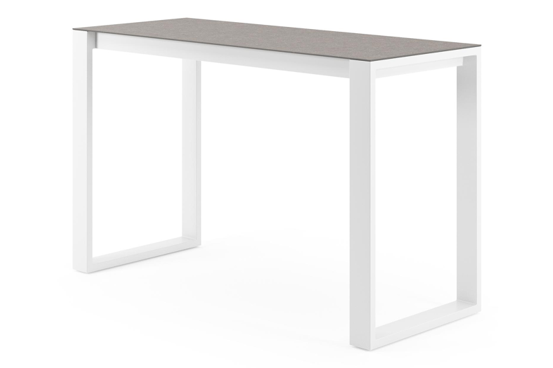 Verato bartafel rechthoekig in wit aluminium en volkeramiek Wulong - L 170 x B 70 x H 106 cm