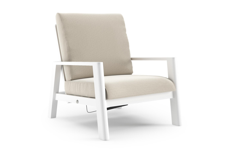 Cirello loungestoel 1-zit in wit aluminium met lopi marble all weather sunbrella® luxe kussen