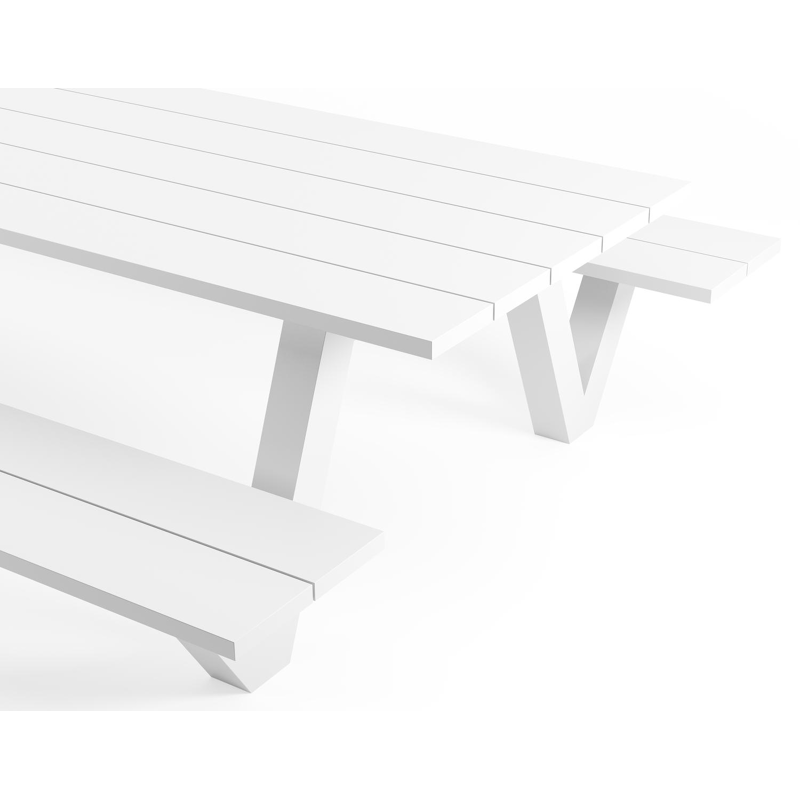 Norma picknicktafel in wit aluminium - L 360 x B 213 x H 74 cm