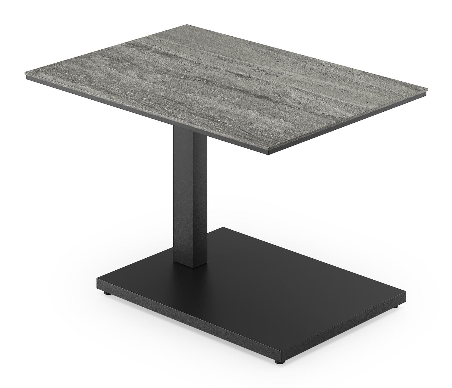 Cirello Pop up bijzettafel in zwart aluminium en aspen grey volkeramiek - L 70 x B 50 x H 66 cm