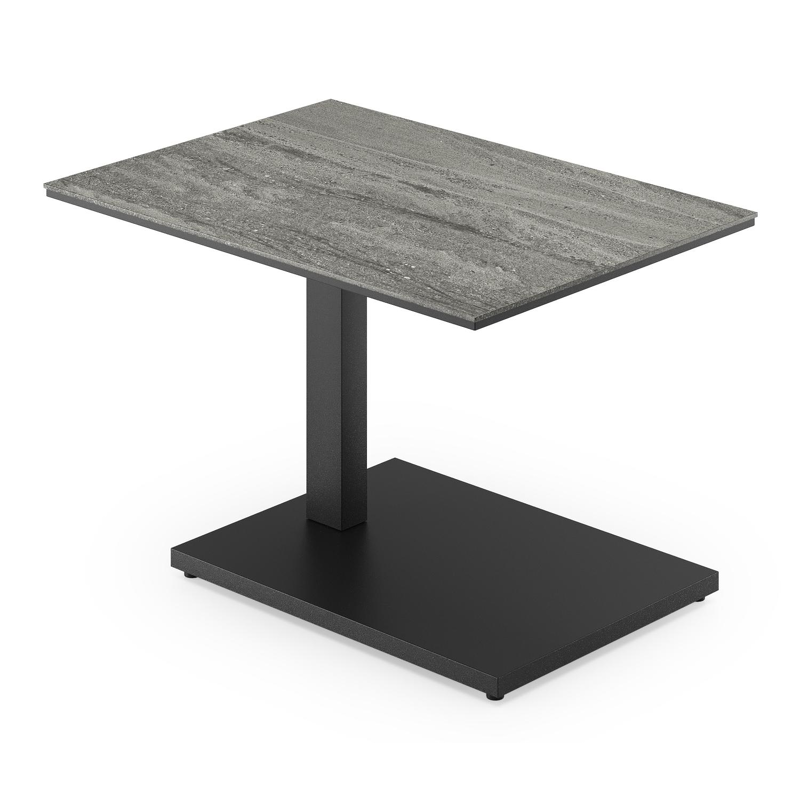 Cirello Pop up bijzettafel in zwart aluminium en aspen grey volkeramiek - L 70 x B 50 x H 66 cm