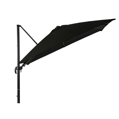 Avola zweefparasol met tiltfunctie in zwart aluminium met zwart sunbrella® premium parasoldoek - L1 300 x L2 300 cm (zonder voet)