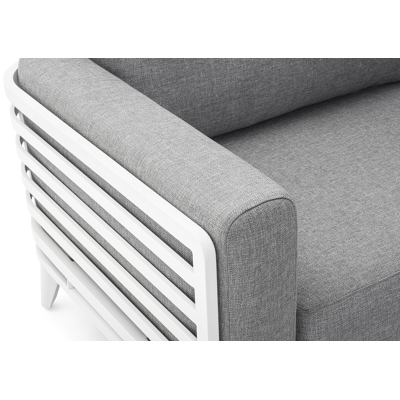 Mosa loungezetels 2 x 1-zit in wit aluminium met grijs weather+ softtouch kussen