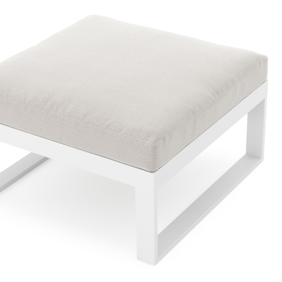 Caldela poef in wit aluminium met beige weather+ softtouch kussen