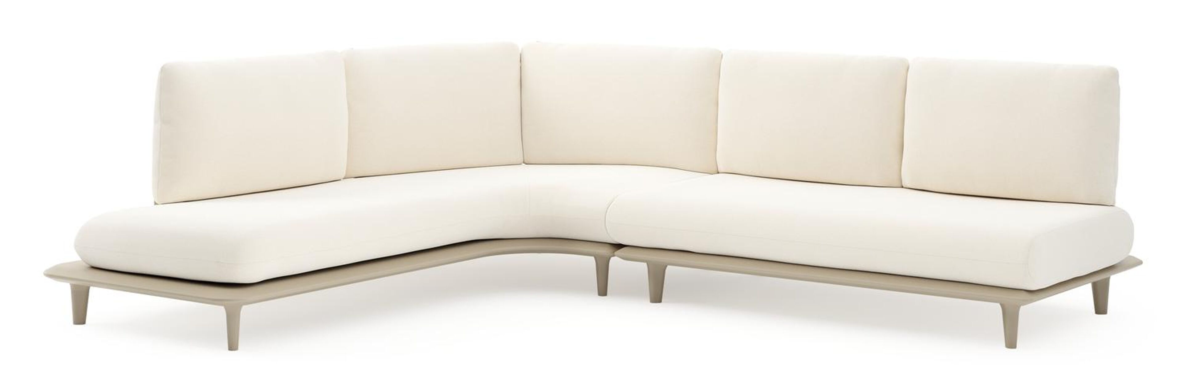 Bomero loungehoek in beige aluminium met natte white all weather sunbrella® luxe kussen