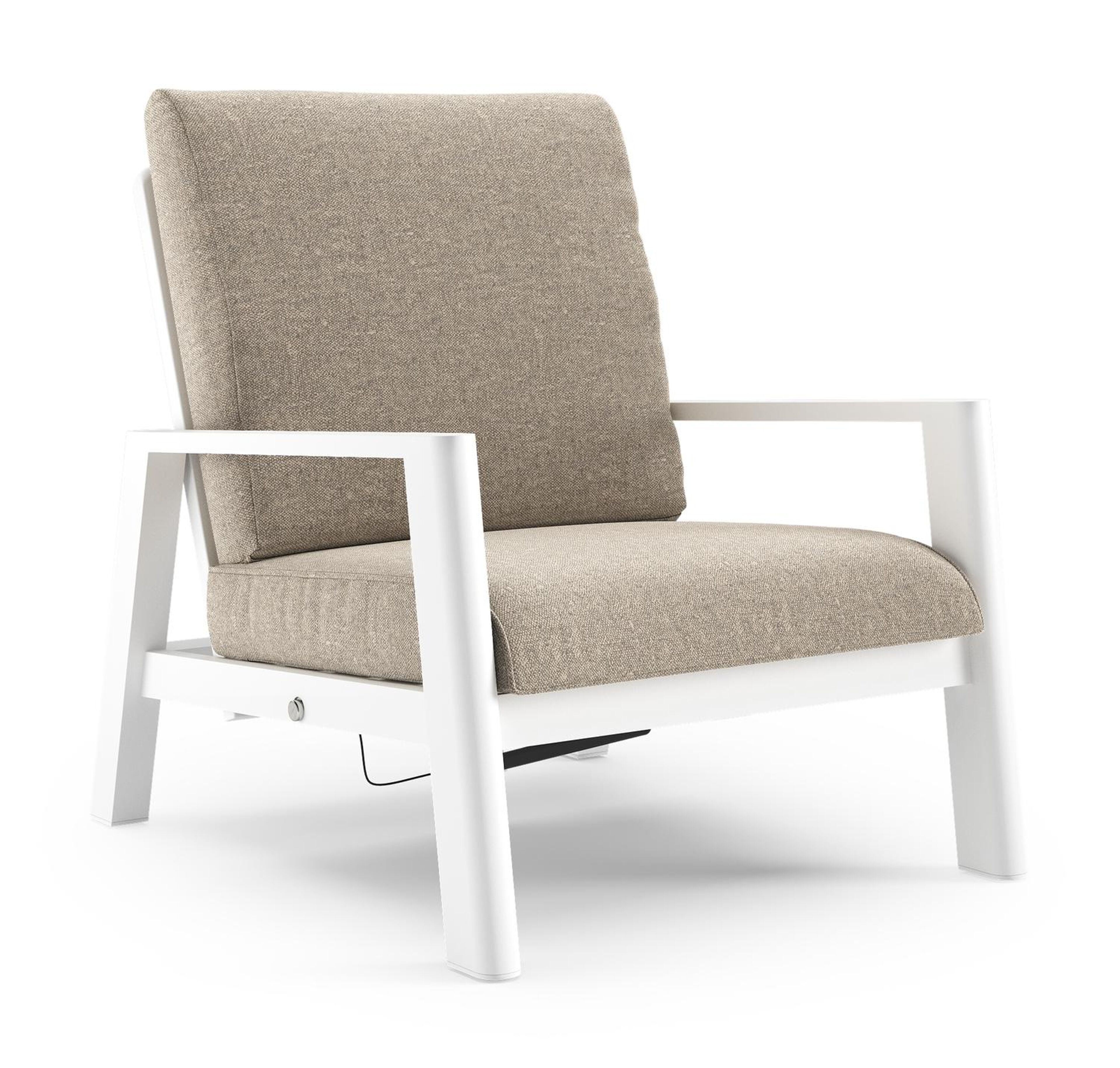 Cirello loungestoel in wit aluminium met chartres pewter all weather sunbrella® luxe kussen