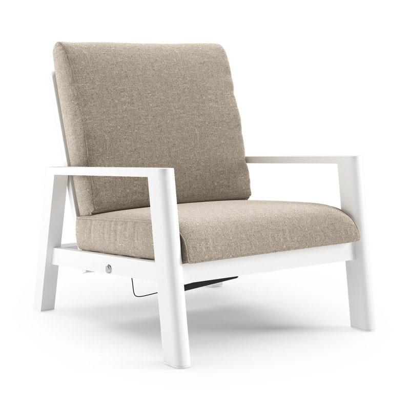 Cirello loungestoel in wit aluminium met chartres pewter all weather sunbrella® luxe kussen