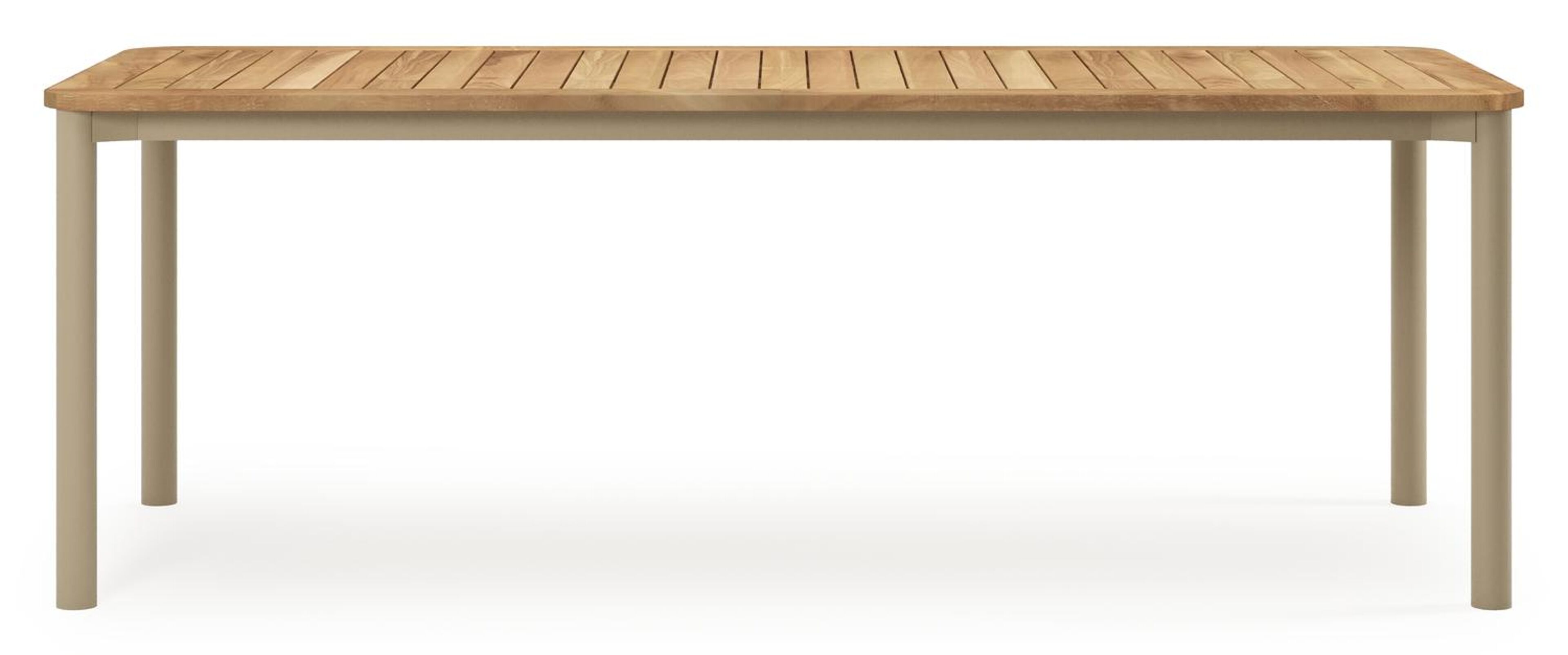 Mira ensemble de jardin rectangulaire arrondi en aluminium beige en teck natural finish avec 6 chaises de jardin Cosa
