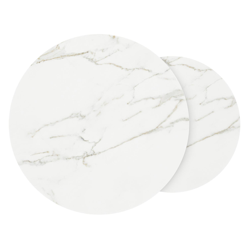 Fano loungetafels in wit aluminium en calacatta volkeramiek - Dia. 85/65 X H 35/30 cm