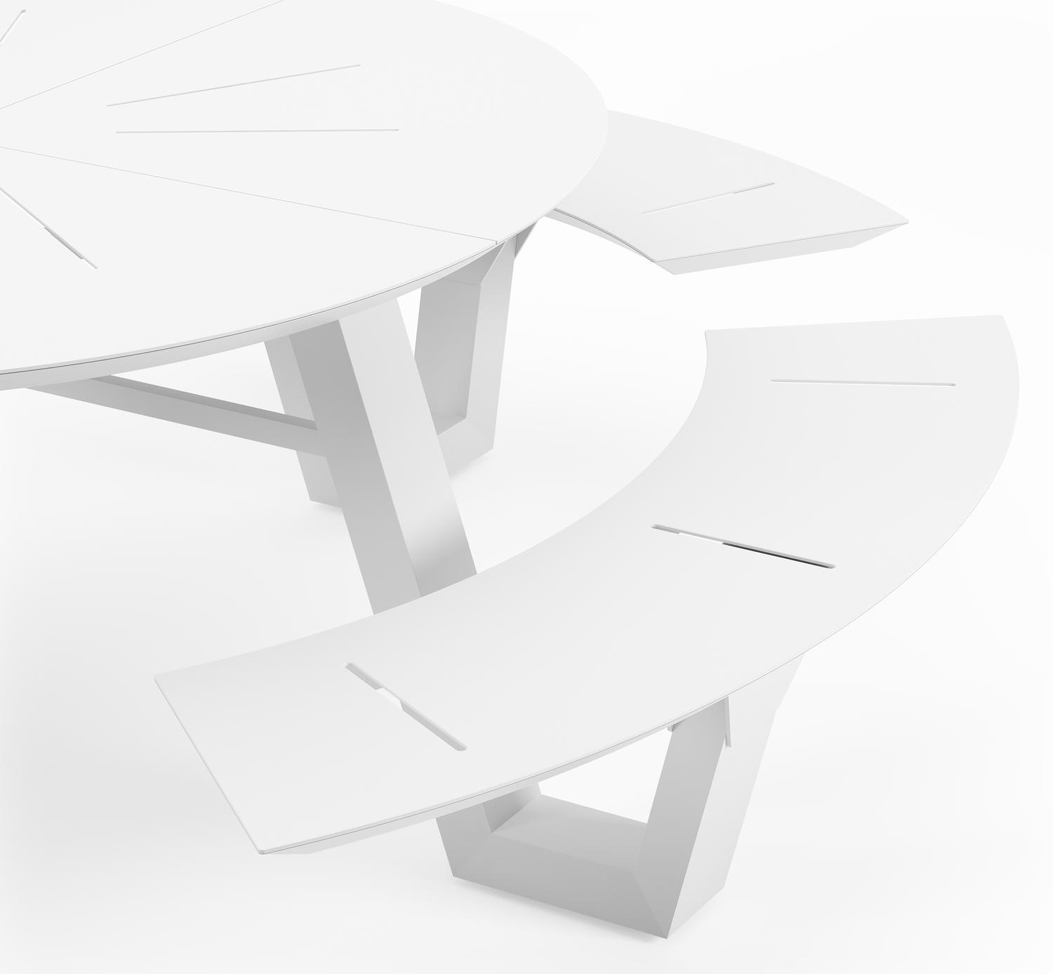 Rondino picknicktafel in wit aluminium - Ø 236 x H 71,5 cm