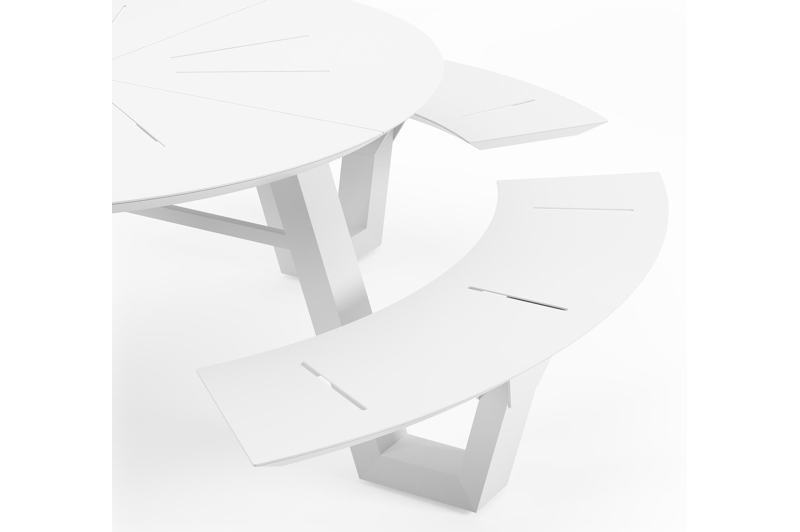 Rondino picknicktafel in wit aluminium - Ø 236 x H 71,5 cm