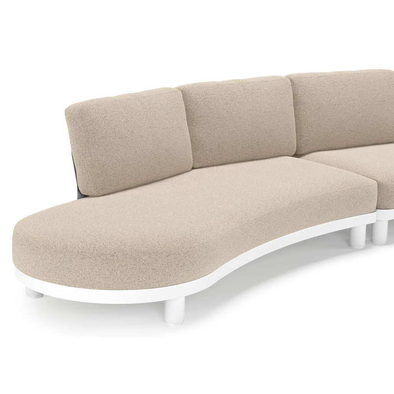 Canapé de jardin Donato en aluminium blanc et coussins en all weather cosytica Marbella Beige